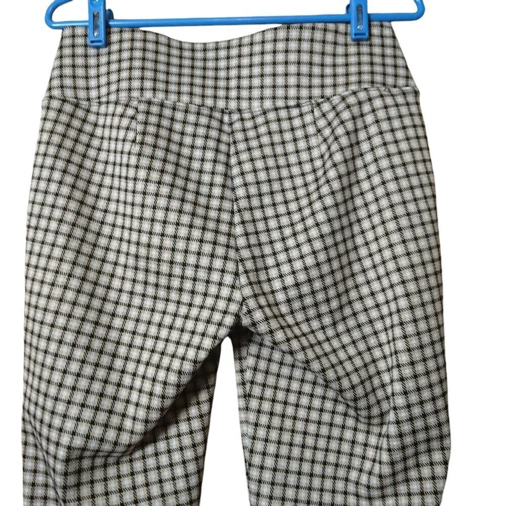 Nine West Size Medium/Large Plaid Leggings Pull On Skinny Casual Classic